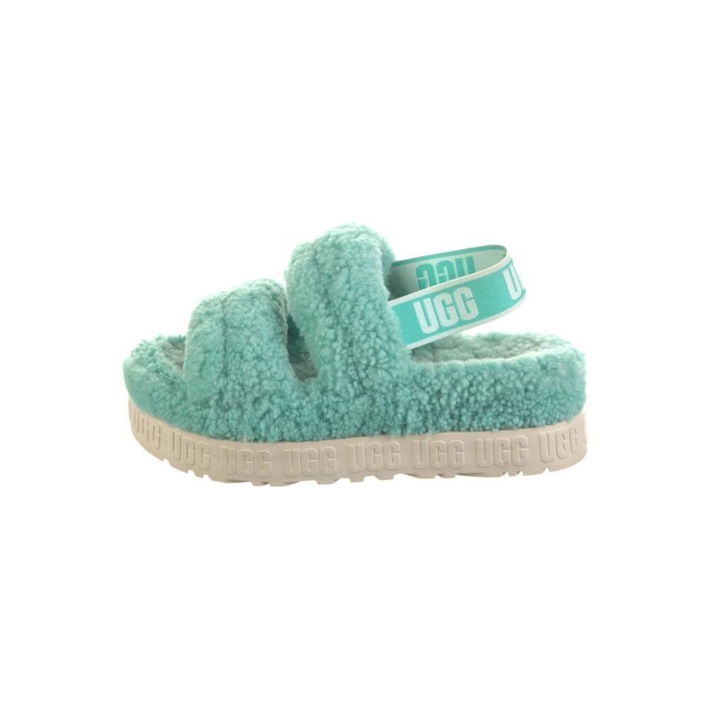 UGG Sherpa Slippers Sandals Oh Fluffita Platform Inside Outside Tiffany Blue Gre